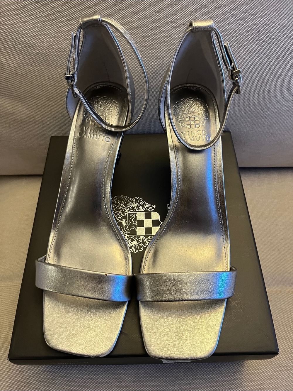 Vince Camuto Enella Metallic Ankle-Strap Heels